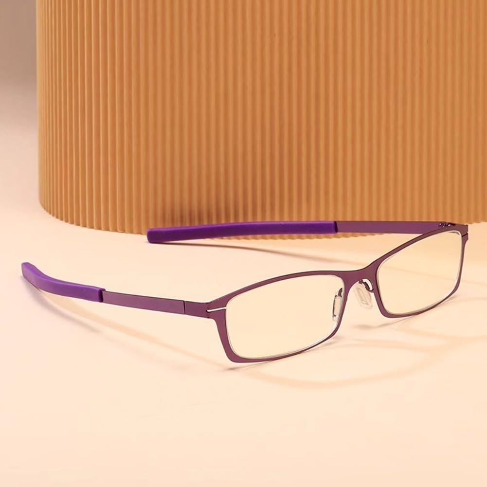 Generic Lightweight Reading Glasses for Women Men, Narrow Metal Frame Computer Readers, Blue Light Blocking Glasses (Color : Purple, Size : 1.0x)