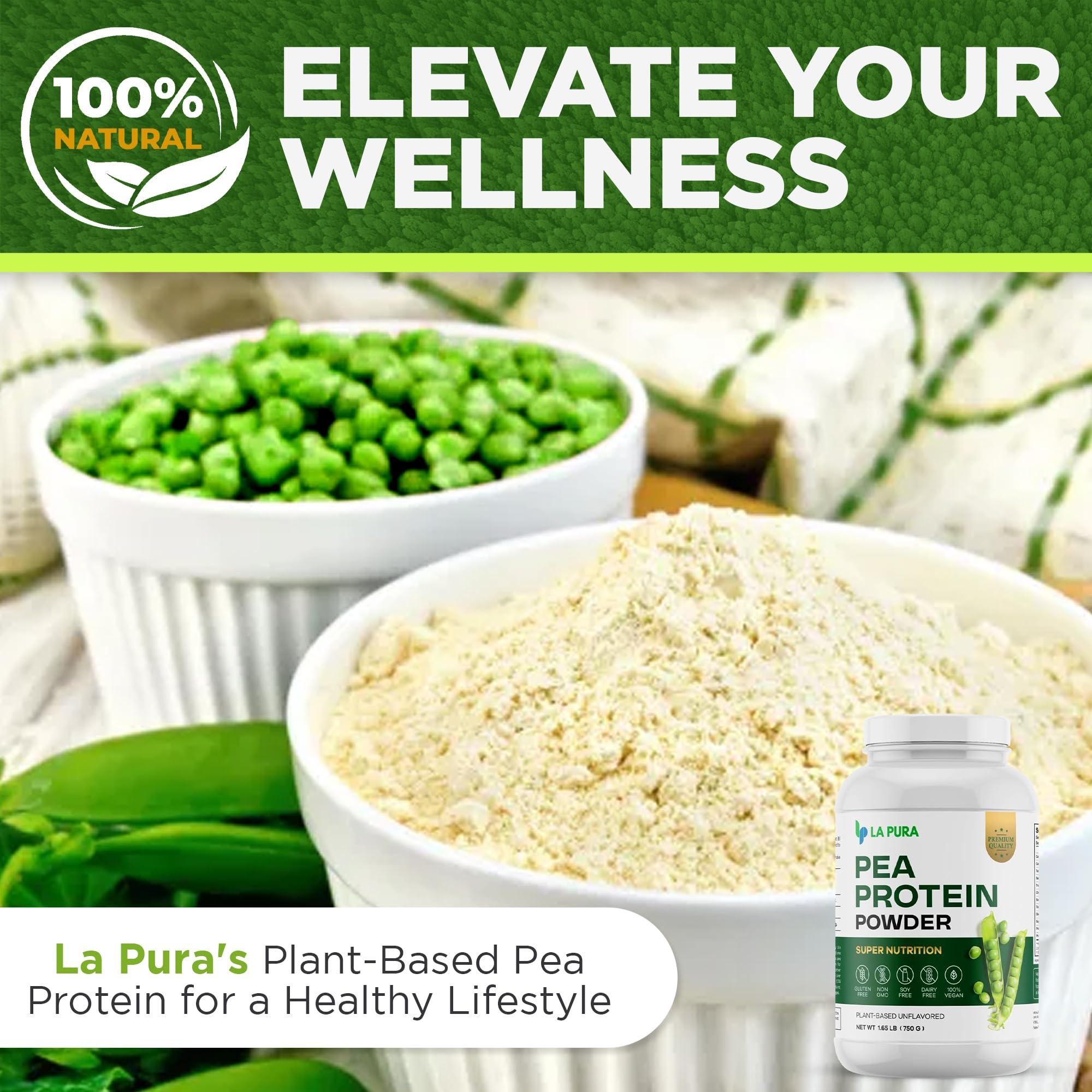 LaPura LaPura 100% Vegan Pea Protein Powder - 1.65LB, Unflavored Plant-Based Protein Powder with 20g Protein, Easy to Digest, Gluten Free, Non-GMO, No Additives for Optimal Nutrition