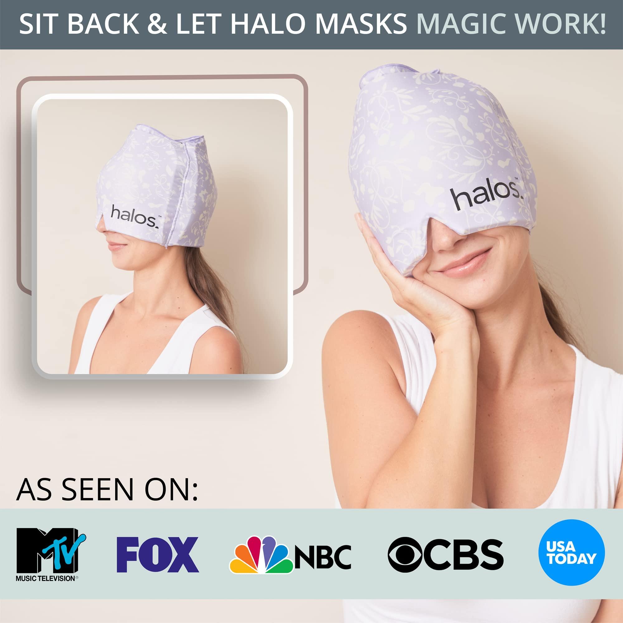 HM Halo Mask Halos Migraine Relief Cap, 30% Thicker, 2X More Cooling Gel, Stays Colder for Longer, Form Fitting Ice Hat, Ice Pack Head Wrap Relief, Tension Headache Relief Cap