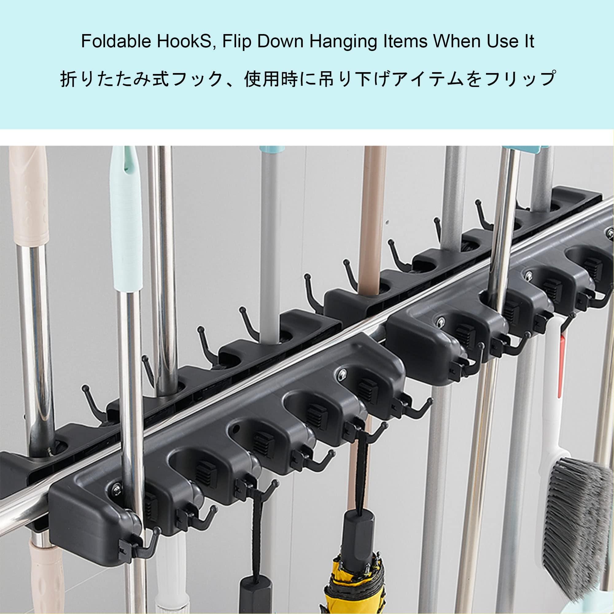 SCOOVY Racks Movable Commercial Stainless Steel Mop Rack,Mop and Broom holder,Floor Standing Mop Broom Holder Cleaning Tool Rack, Umbrella Stand,Schools,Factories,Hospitals,Garage,Home Organization Must Have