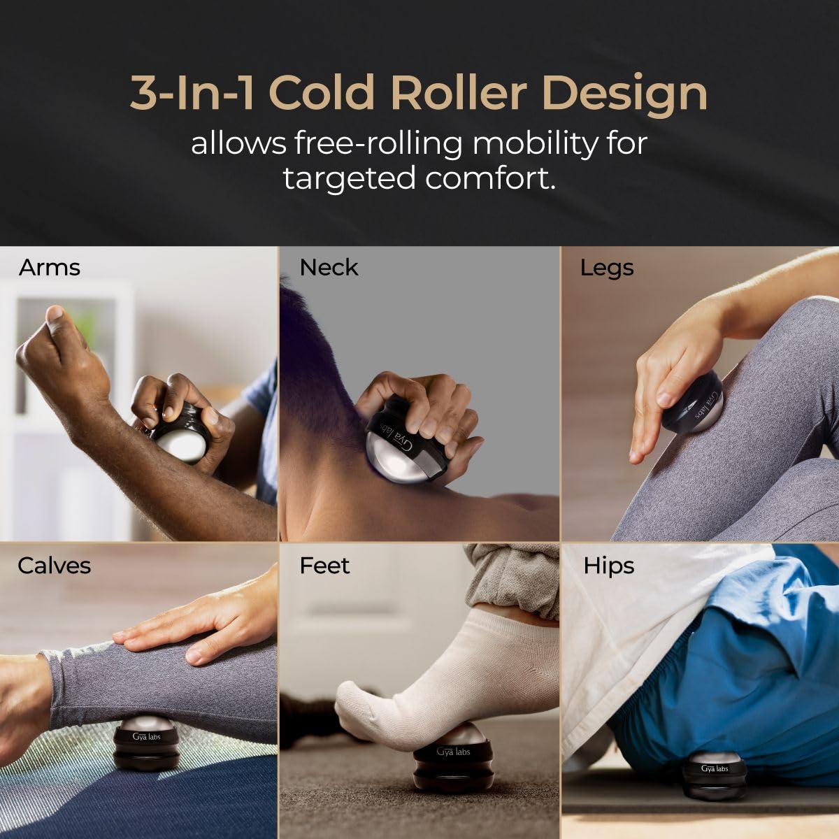 Gya Labs Gya Labs Cold Massage Roller Ball - 3-in-1 Recovery Tool for Cryotherapy, Heat Therapy & Aromatherapy - Cold Therapy Massage Roller Ball for Back, Muscle & Face