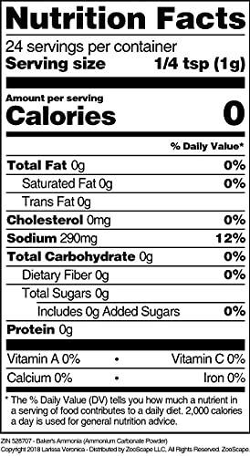 Larissa Veronica Baker's Ammonia (Ammonium Carbonate Powder) (4 oz, ZIN: 528707) - 3 Pack