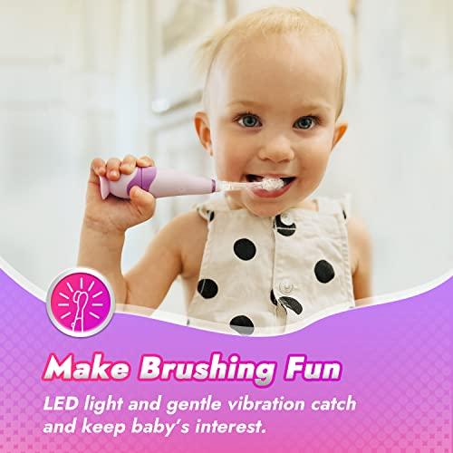 Papablic Papablic Toddler Sonic Electric Toothbrush for Ages 1-3 Years, Baby Electric Toothbrush with Cute Unicorn Cover and Smart LED Timer, 4 Brush Heads (Arya)
