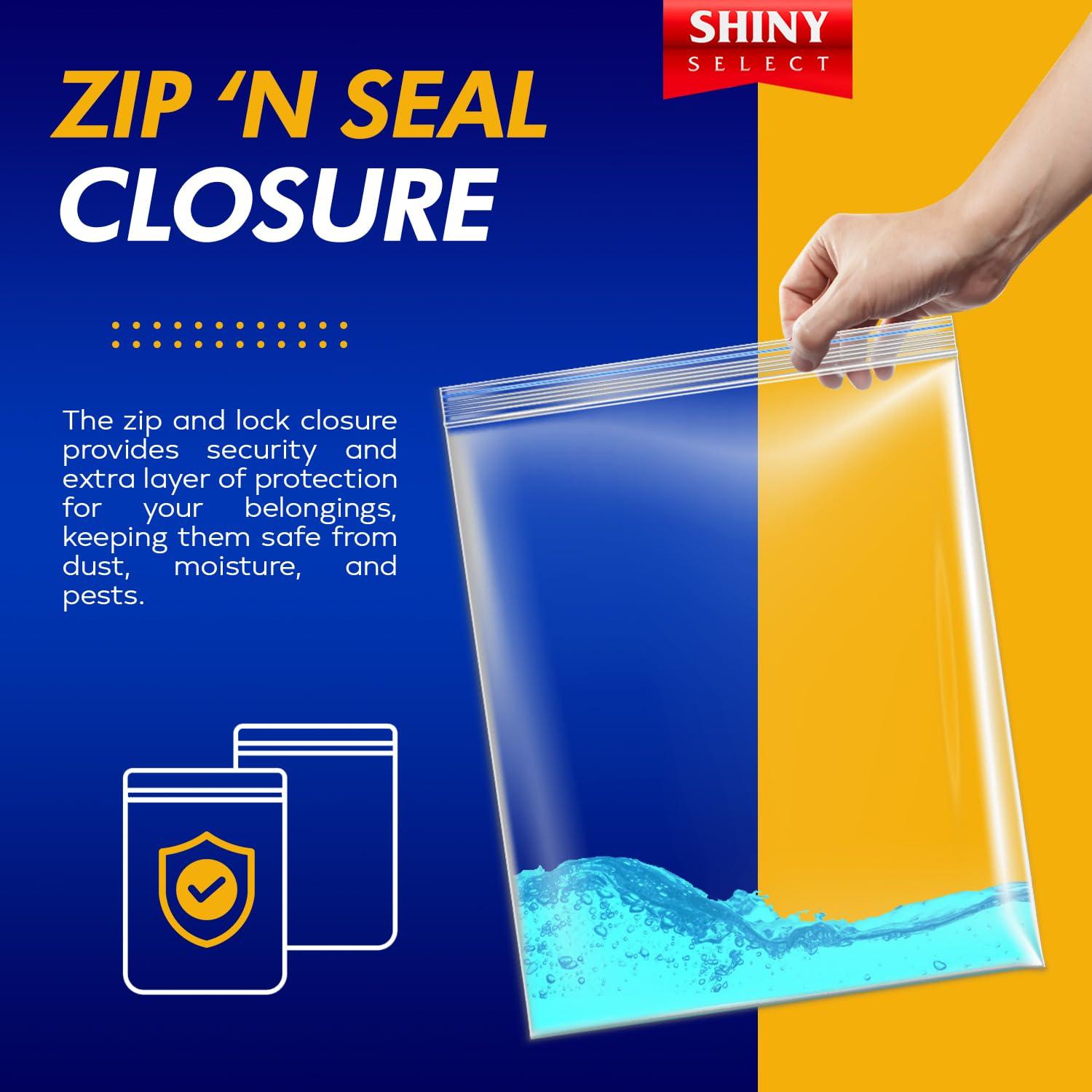 SHINY SELECT Extra Large Plastic Storage Bags With Zipper Top 3 Gallon 16\" x 18\" Jumbo Size Bag Heavy Duty 3 Mil Thick Clear X-Large Big Zip Bags for Food Freezer Clothes Travel Moving (12)