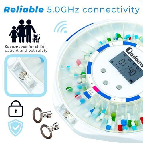 Adamson Adamson TimelyMed Smart Pill Dispenser Machine with Alarm + WIFI App Monitoring + NEW 2024 + 28 Day Medicine Dispenser + Automatic Pill Dispenser for Elderly with Alarm & Alzheimers Care + Lock Key