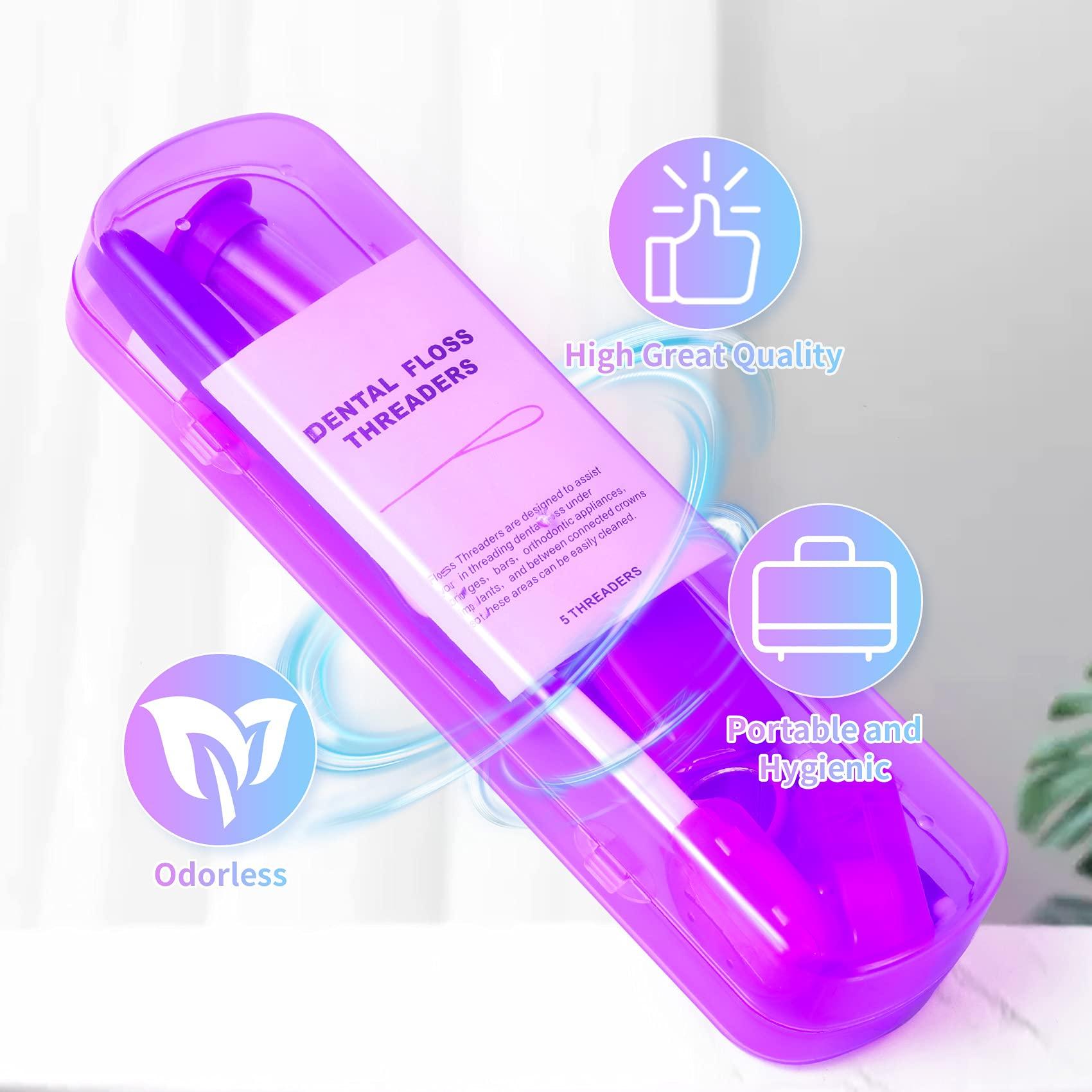 Annhua Braces Kit Cleaning Tools Boxed 8 Pack for Orthodontic, Portable Travel Dental Pick Tool Set for Braces, Interdental Brush, Ortho Wax, Floss, Oral Mirror Included - Purple