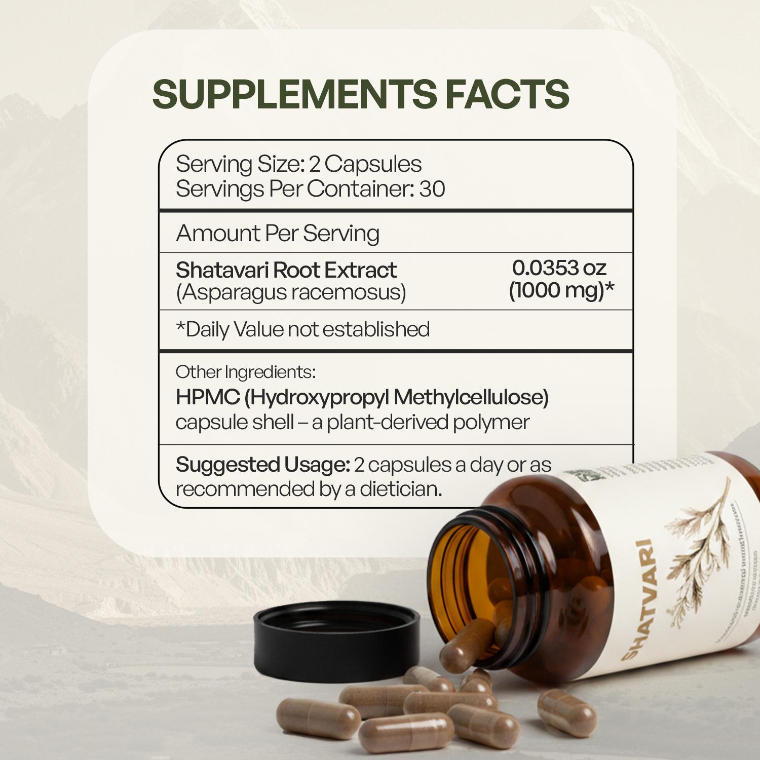 Herbs of Himalayas Herbs of Himalayas Shatavari Capsules – Healthy Support (60 Capsules)