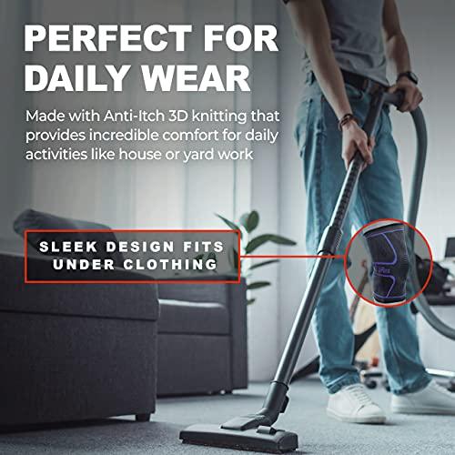 UFlex Athletics UFlex Athletics Knee Compression Sleeve Support for Women and Men - Knee Brace for Pain Relief, Fitness, Weightlifting, Hiking, Sports - Black, X-Large