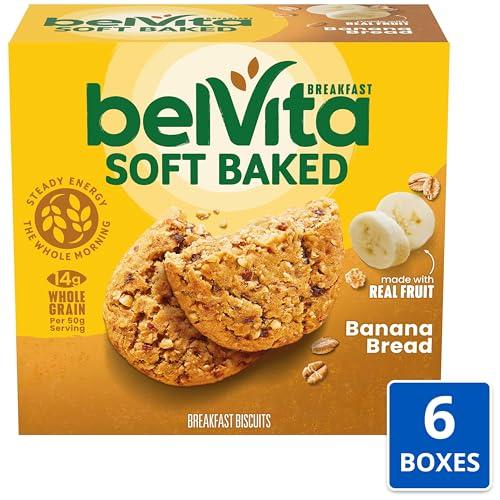 Belvita belVita Soft Baked Banana Bread Breakfast Biscuits, Chewy Breakfast Bars, 6 Boxes of 5 Packs (1 Biscuit Per Pack)