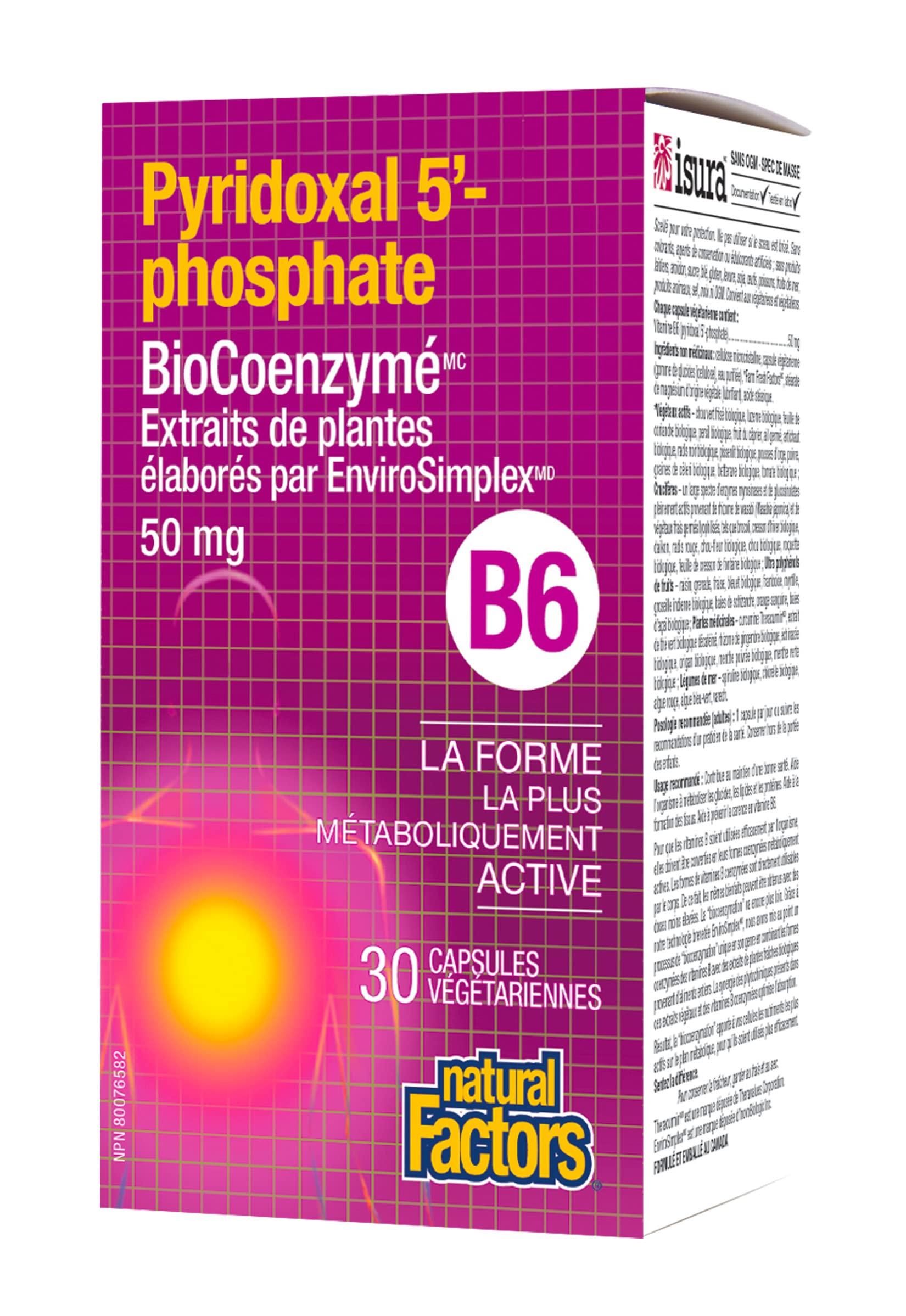 Natural Factors Natural Factors BioCoenzymated Pirodoxal 5\'-Phosphate 50mg 30 VCaps