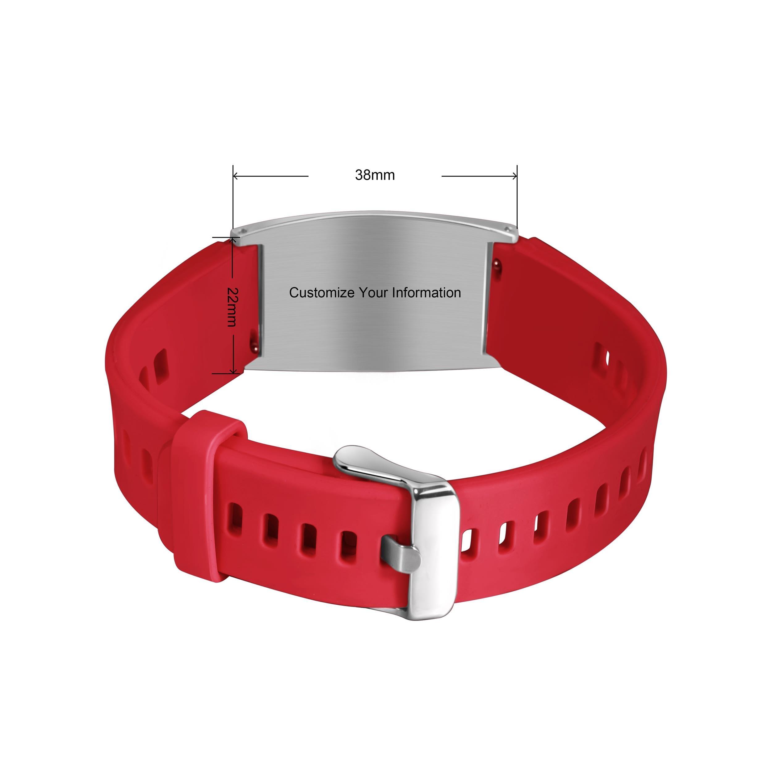 BURISSKY BURISSKY Adjustable Sport Medical Alert Bracelets for Women Men with Free Engraving,Personalized Custom Emergency Identification ID Waterproof Silicone Wristbands Bracelet