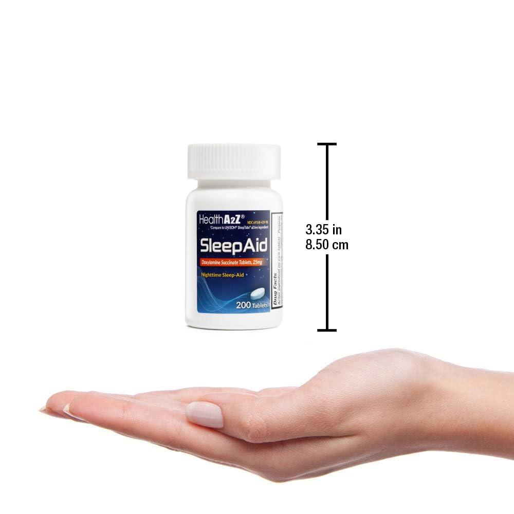HealthA2Z HealthA2Z Sleep Aid | Doxylamine Succinate 25mg | Non Habit-Forming (200 Counts (Pack of 1))