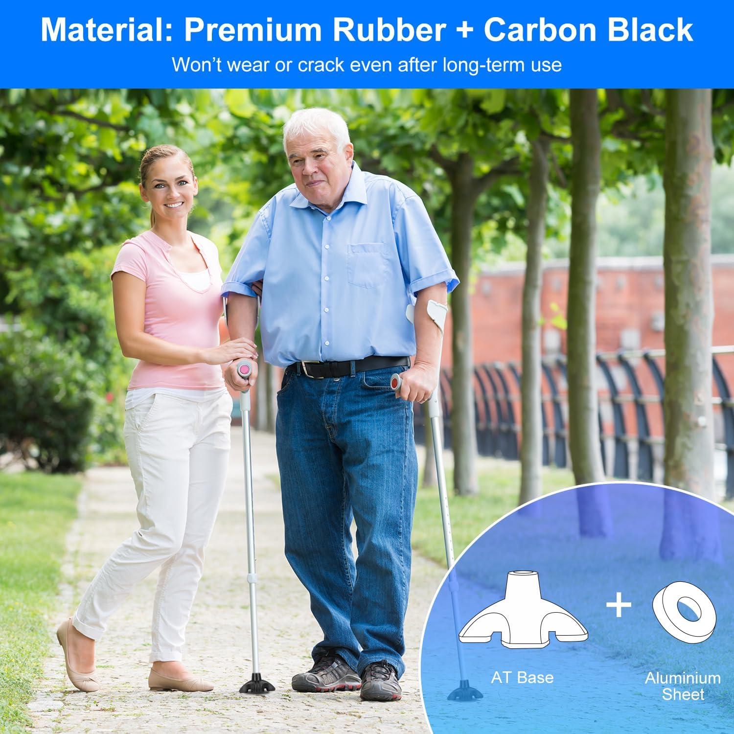 supregear supregear Cane Tip 5/8 inch Heavy Duty - Self Standing Non-Slip Rubber Quad Base for Walking Cane - Stable 4 Prong Replacement Foot for Folding Cane Walking Stick Offset Quad Pod or Tripod Canes