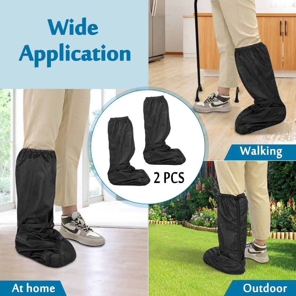 Mybow Mybow Walking Boot Cover, Orthopedic Boot for Broken Foot Injuries Cast Cover, Tall Medical Walking Boot Cover, Outdoor Cast Protector, Surgical Recovery Air Walker Boot Accessories (Black, 2PCS)