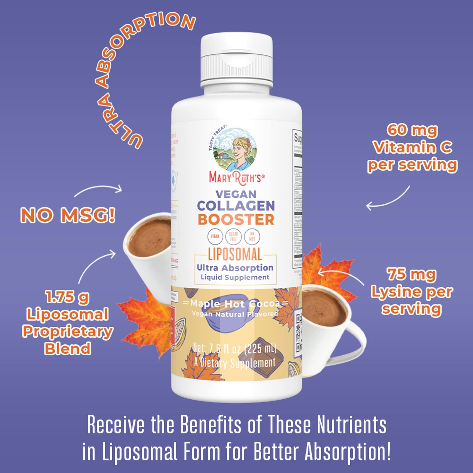 MaryRuth Organics MaryRuth Organics Collagen Booster Liposomal, Sugar Free, Liquid Collagen Booster with Vitamin C, Vitamin E, Zinc, Copper & Silica, Skin Care & Joint Support Supplement, Vegan, Non-GMO, 7.6 Fl Oz