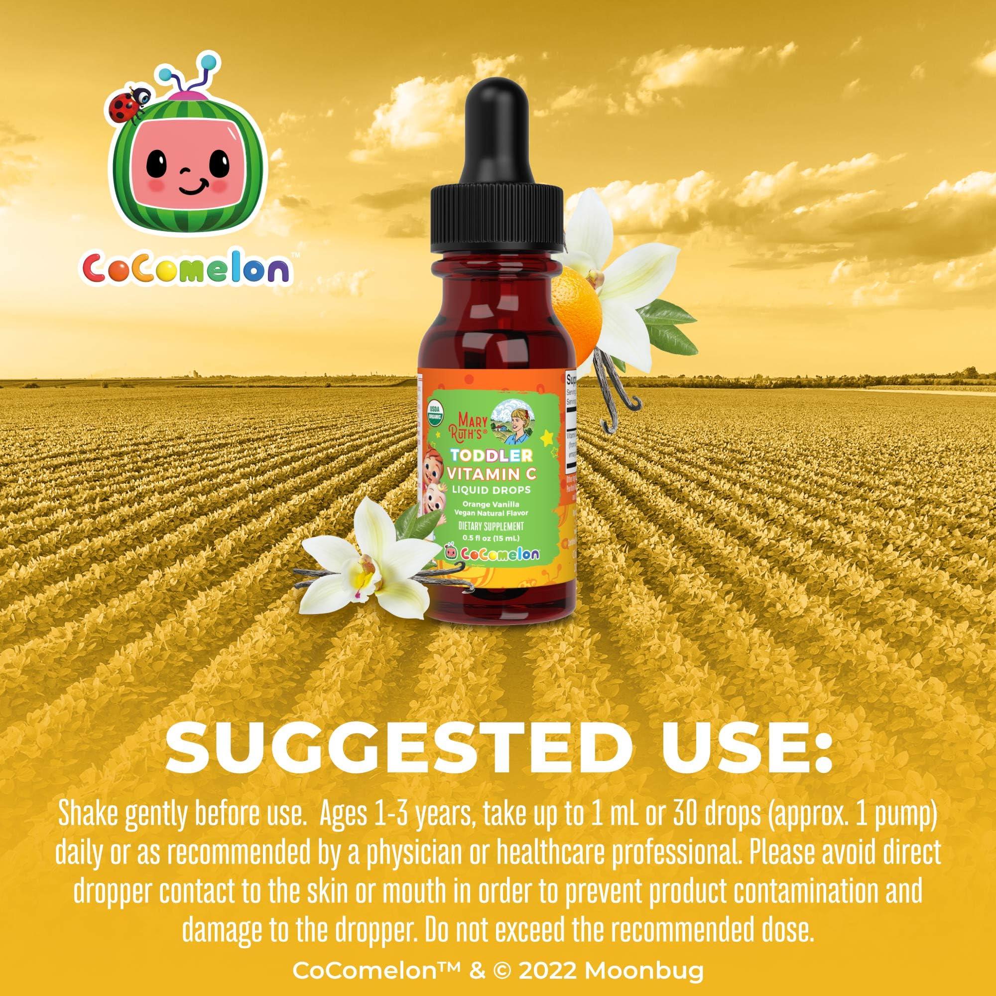 MaryRuth Organics MaryRuth Organics | CoComelon Kids Vitamin C Liquid Drops for Ages 4-13 Years | USDA Organic | Immune Support & Overall Health | USDA Organic | Vegan | Non-GMO | Gluten Free | 30 Servings