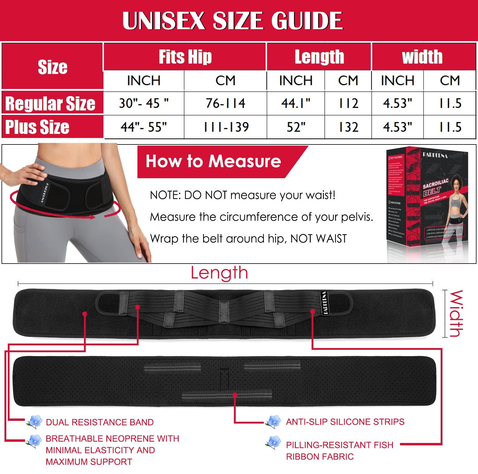 PARPERNA Sacroiliac SI Hip Belt for Women Men SI Joint Hip Belt - Lower Back Support Brace - Hip Braces for Hip Pain - Pelvic Support Belt - Adjustable Sciatica Pelvis Lumbar Pain Relief Trochanter Brace