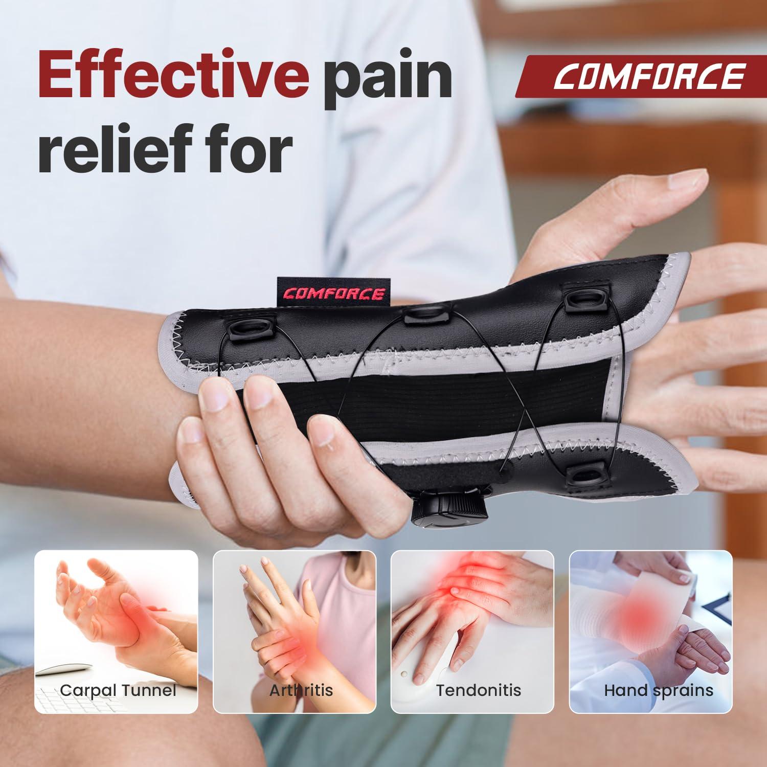 COMFORCE COMFORCE Wrist Brace for Carpal Tunnel, Adjustable Knob Wrist Support Stabilizer Hand Brace Night Support for Arthritis Tendonitis Sprains Wrist Pain, Fits Left & Right Hand Men and Women (5.5-9.5 inches)