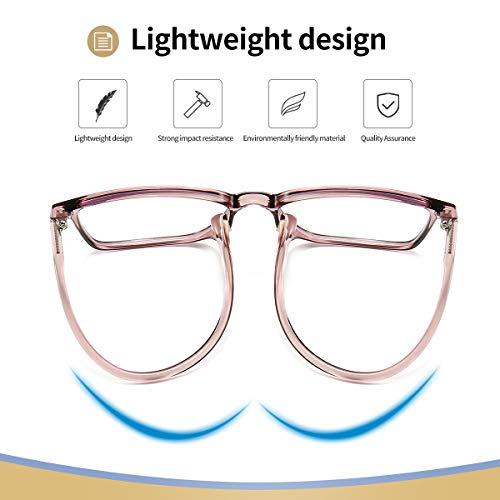 Dollger Dollger Blue Light Blocking Glasses Women Men Square Nerd Eyeglasses Frame Lightweight Computer Glasses Pink