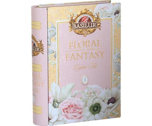 Basilur Basilur | Gift Tea Set | Floral Fantasy Volume 01 | Collectable Metal Tin Caddy | Pure Ceylon Green Leaf Tea with Hibiscus Flower, Peppermint and Rose flower| 100g /3.52 oz