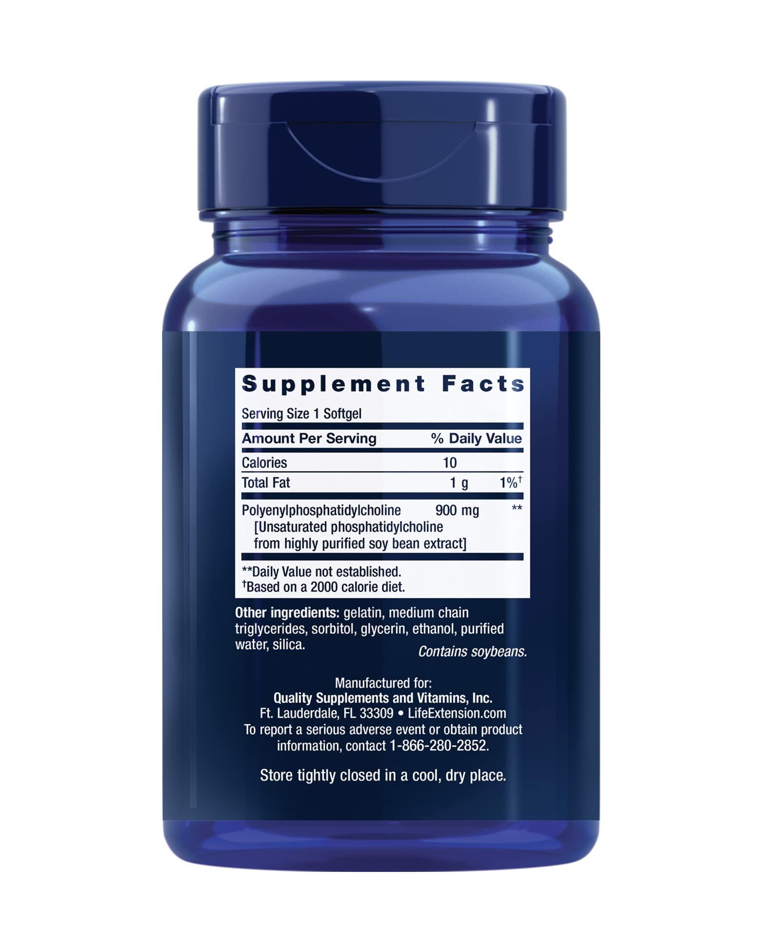 Life Extension Life Extension HepatoPro, polyunsaturated phosphatidylcholine, 900 mg, Supports a Healthy Liver and detoxification, Protects Against oxidative Stress, Gluten-Free, Non-GMO, 60 softgels