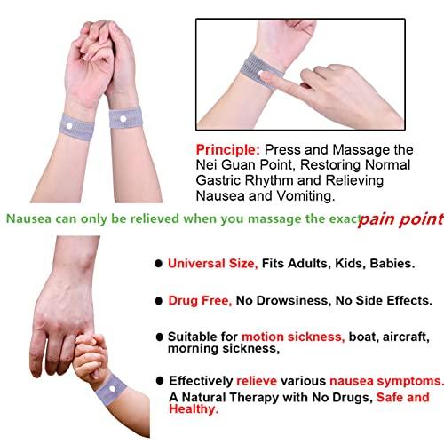 Zingso Zingso Anti Nausea Travel Sickness Wristbands, 2 Pairs Motion Sickness Bands for Kids & Adults Natural Acupressure Nausea Relief Wristbands for Car Sea Flying Trip (Pink+Pink)
