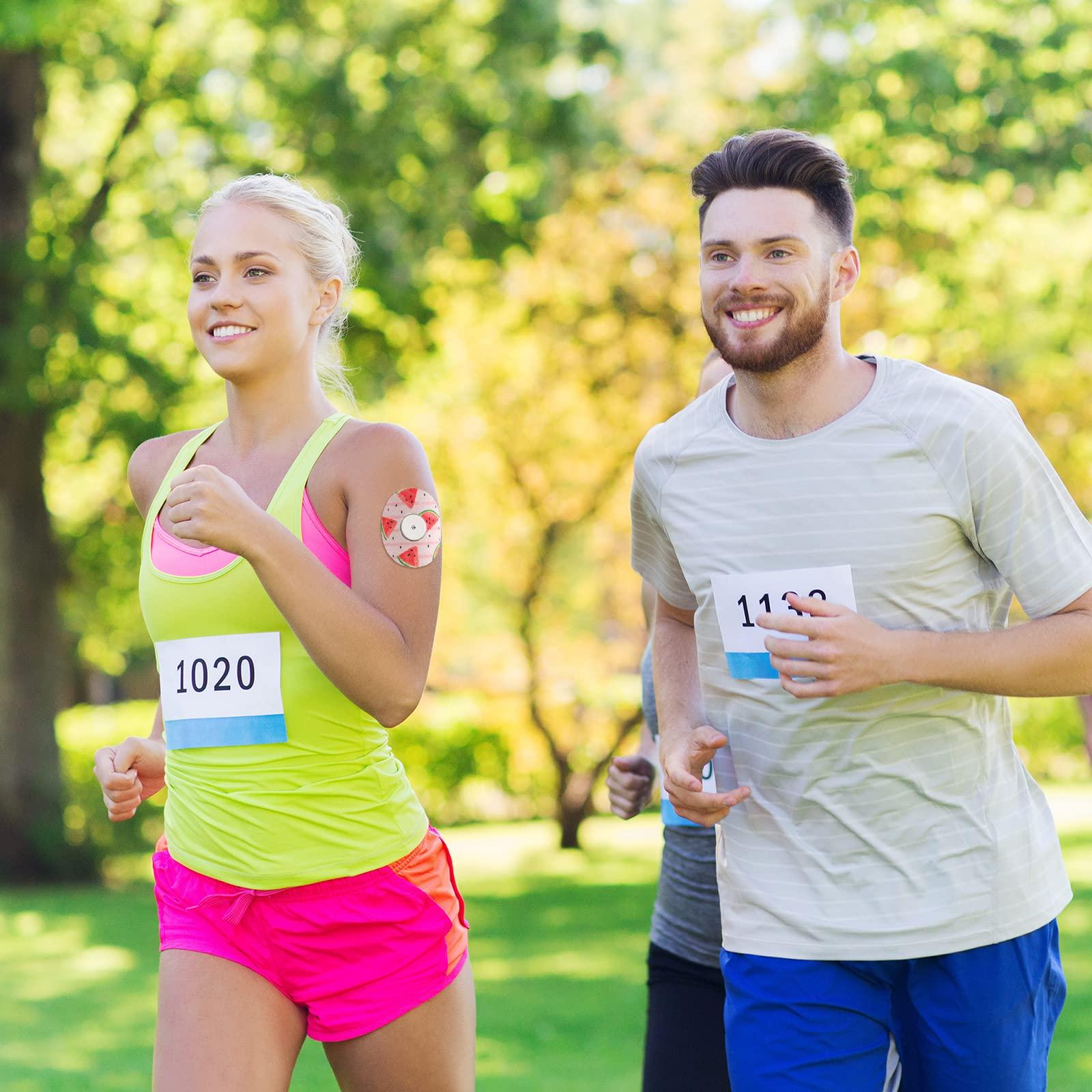 TrelaCo TrelaCo 24 Pieces Adhesive Patches Compatiable with Libre 2 Sensor Covers Waterproof CGM Sensor Patches Glucose Monitor Patch with Split Backing CGM Tape, 6 Fruit and Snack Styles