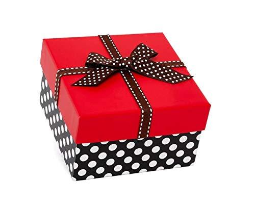 Paper Mart Paper Mart Red Top Polka Dot Box with Ribbon 5\" X 5\" X 3\" | Quantity: 24