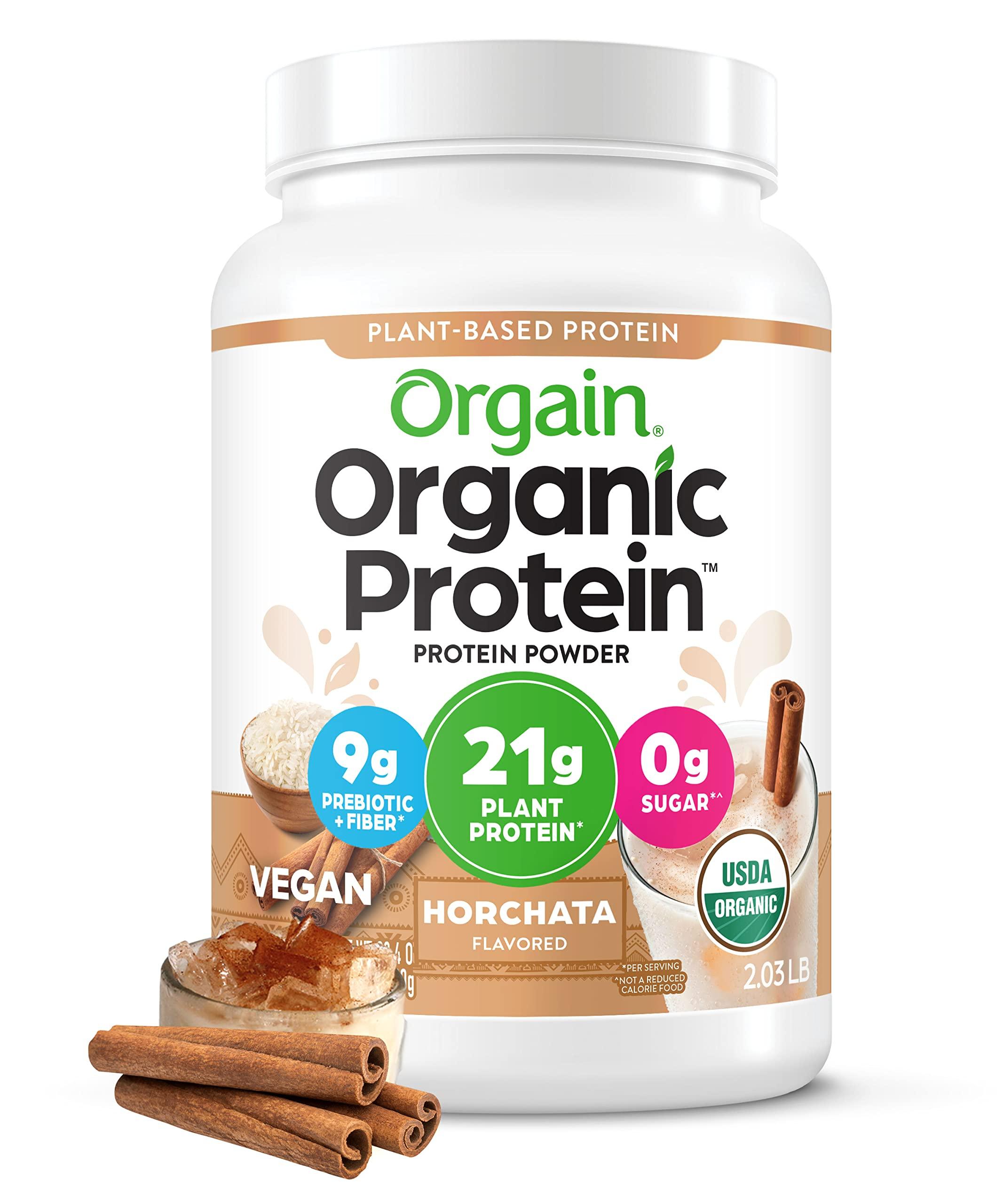 Orgain Orgain Organic Vegan Protein Powder, Horchata - 21g Plant Based Protein, 9g Prebiotic Fiber, Low Net Carb, No Lactose Ingredients, No Added Sugar, Non-GMO, For Shakes & Smoothies, 2.03 lb