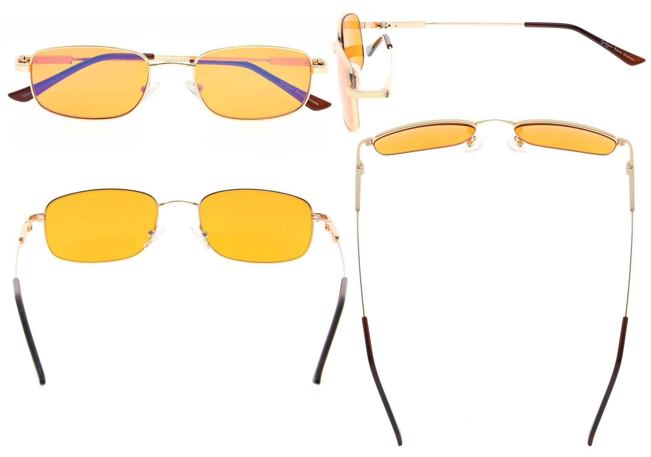 Eyekepper Eyekepper 97% Blue Light Blocking Reading Glasses-Better Sleep Computer Readers-Mens Womens Memory Titanium, Dark Orange Tinted Lens(Gold, 0.50)