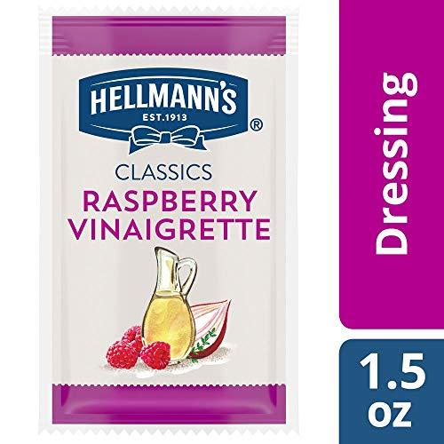 HELLMANN'S Hellmann's Classics Raspberry Vinaigrette Salad Dressing Portion Control Sachets Gluten Free, No Artificial Flavors or High Fructose Corn Syrup, Colors from Natural Sources, 1.5 oz, Pack of 102
