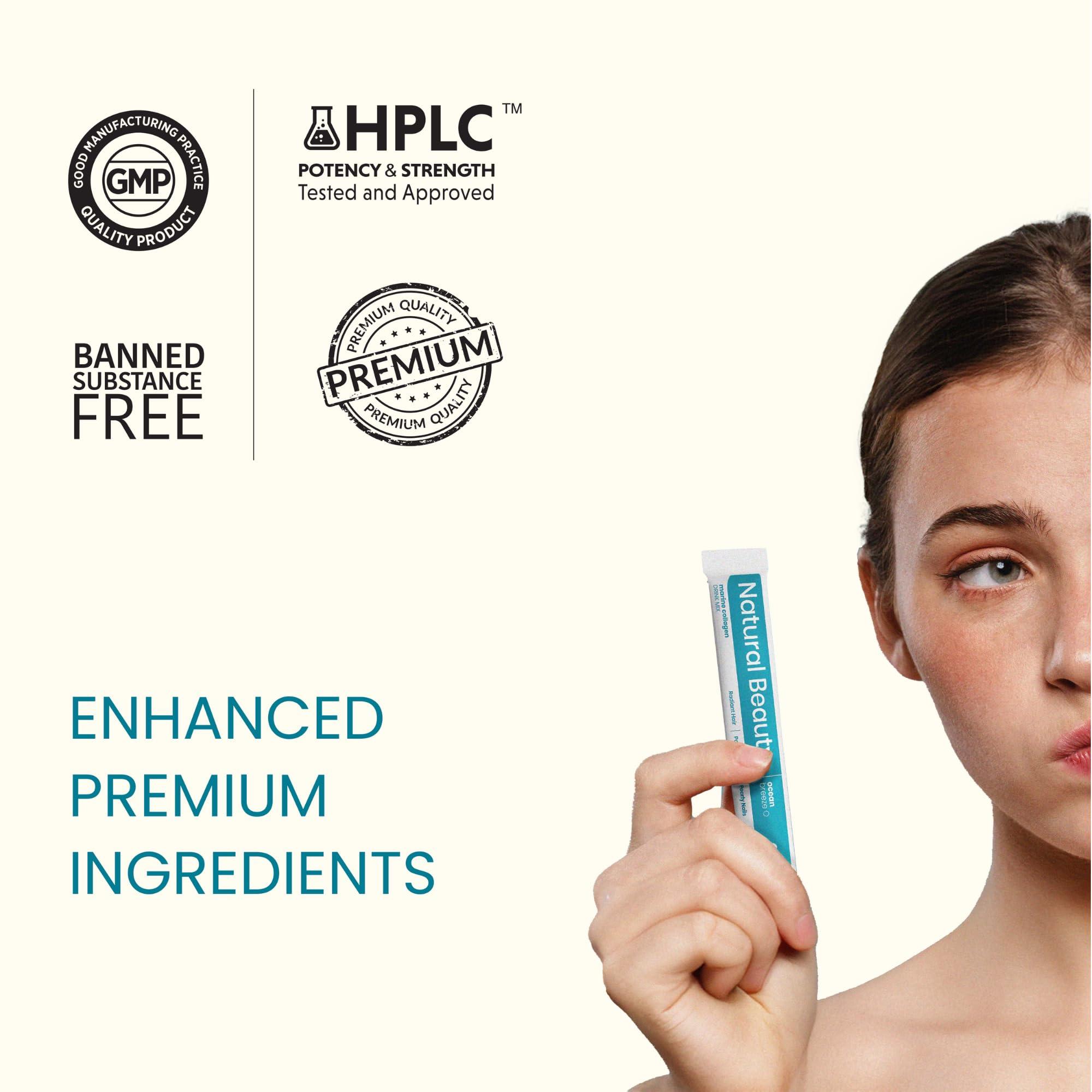 EarthNutri EarthNutri Marine Collagen Peptides Powder Supplement for Skin, Hair & Nails Enhances Skin Elasticity & Hydration Hydrolyzed Collagen 5000mg per Serving Non-GMO Ocean Breeze (30 Sticks Pack)