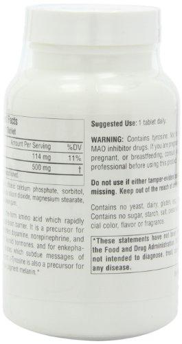Source Naturals Source Naturals L-Tyrosine 500mg Free Form Amino Acid - 100 Tablets (Pack of 3)
