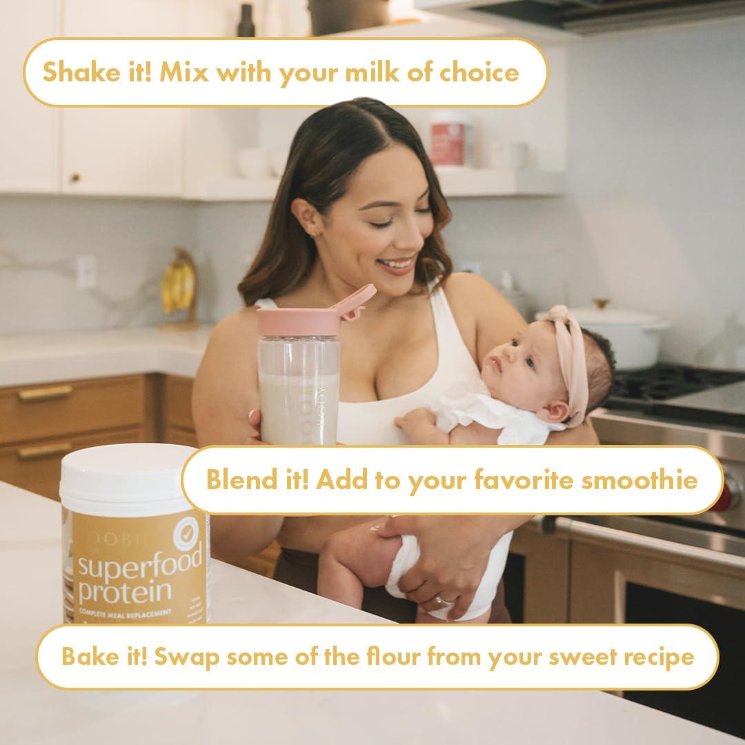 Boobie Brands Boobie Body Superfood Protein Meal Replacement Shake, Vanilla Cookie Flavor | 19g Protein | Safe for Pregnancy, Lactation, & Motherhood | Organic, Vegan, Zero Sugar, 1 Tub (21 oz.)