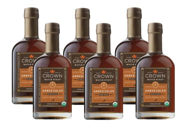 Crown Maple Crown Maple Amber Color, Rich Taste Organic Maple Syrup, Flavor Marinades, Cocktails, Pancakes, Squash & Bacon, 12.7 Fl OZ (Pack of 6)