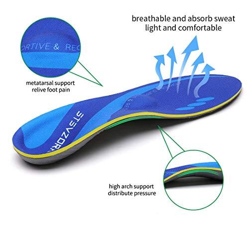 STSVZORR High Arch Support Insoles Plantar Fasciitis Orthotic Shoes Inserts Relieve Flat Feet Heel Pain Athletic Cushioning