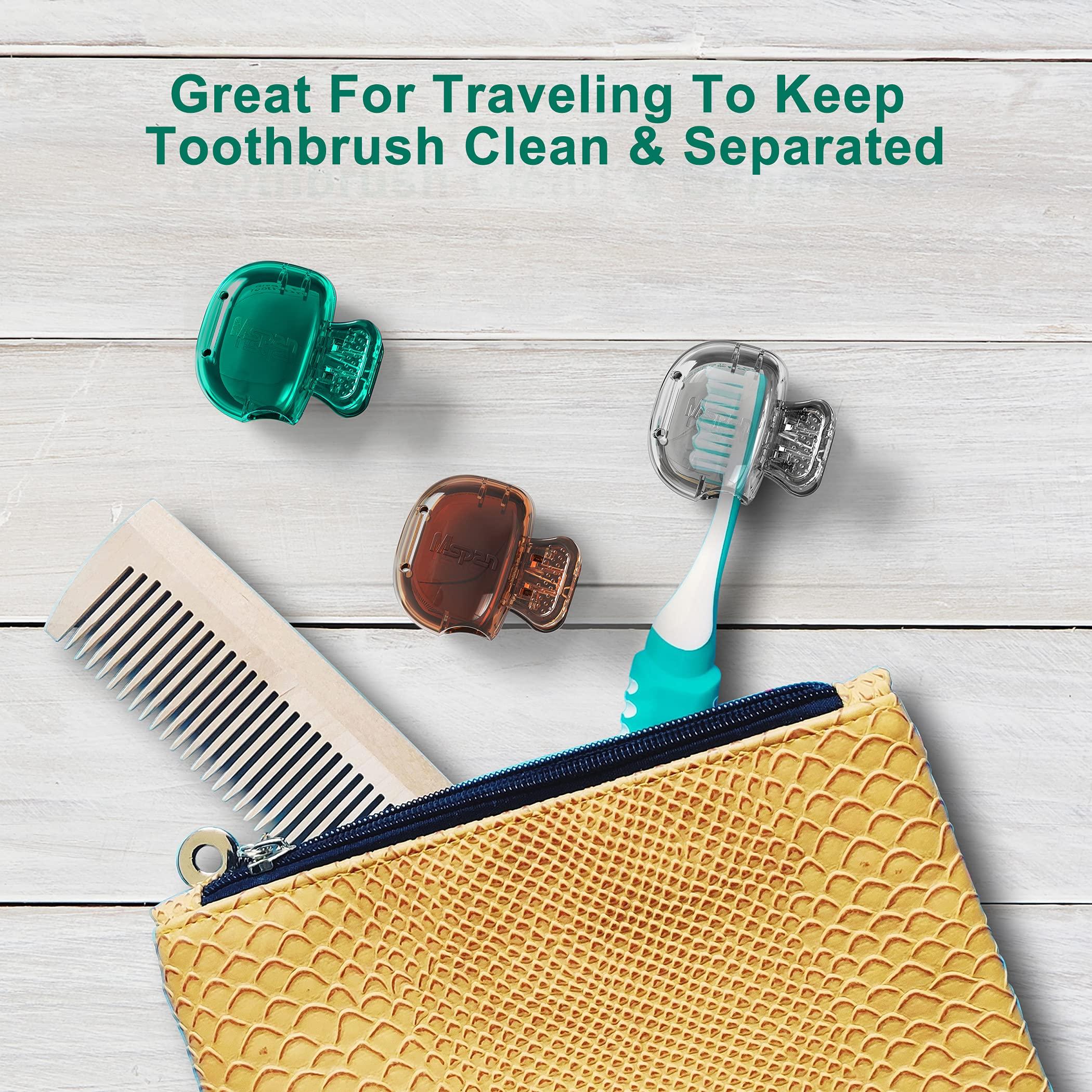 Mspan Mspan Toothbrush Protector Travel Cover: Brush Head Cap Cute Clip Case Bulk Guard - Oral Care Accessories Pod for Kids Adults