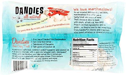 DANDIES Dandies - Minis - Vegan Marshmallows, Vanilla, 10 Ounce (Pack of 4)