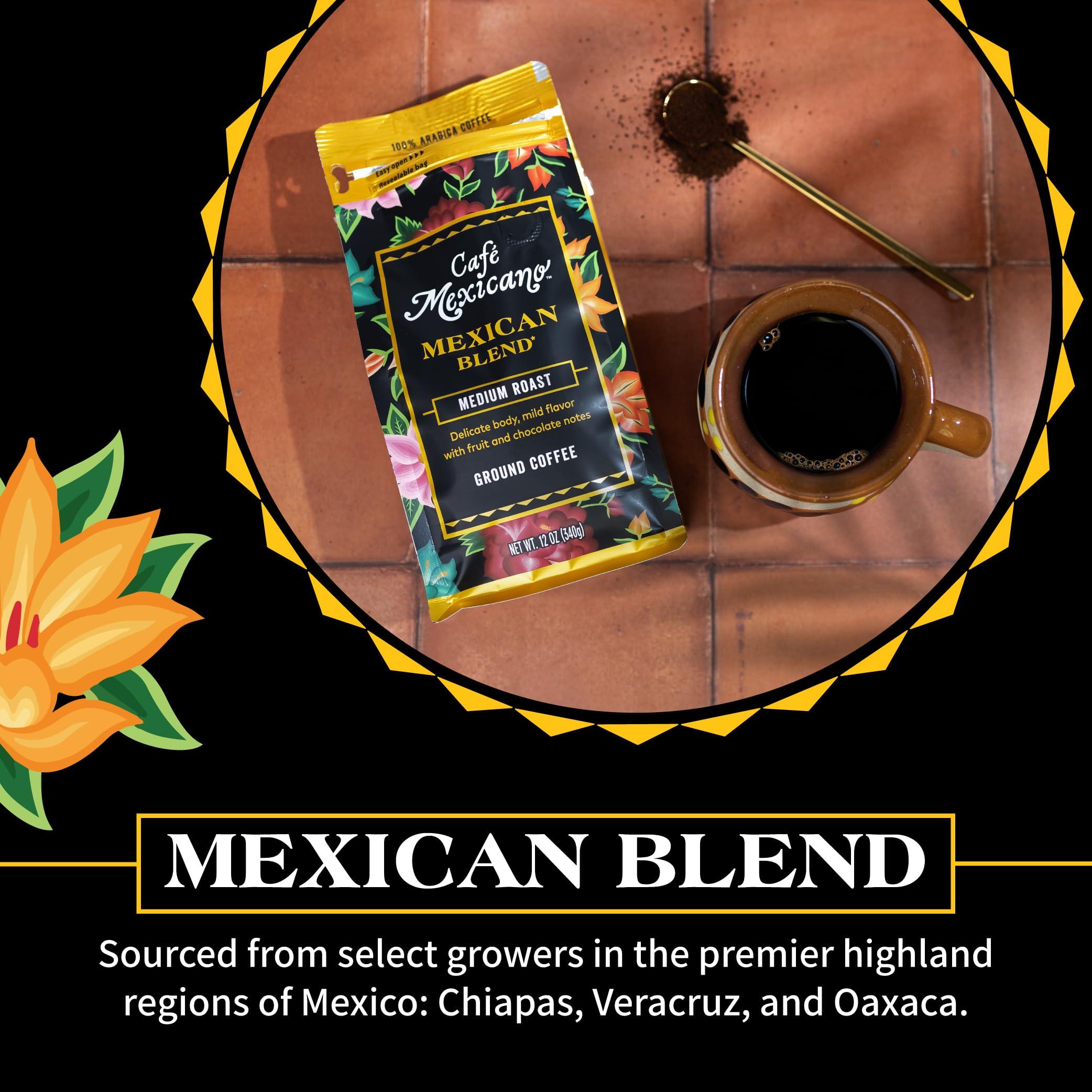 Cafe Mexicano Caf Mexicano - Mexican Blend Ground Coffee - Specialty Arabica Coffee Sourced from Mexico - 12 oz. Bag