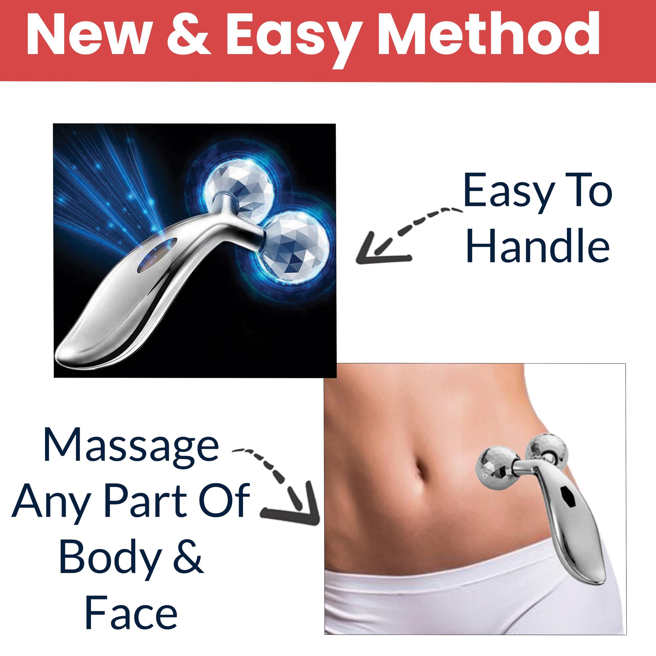 Temperia Temperia 3d Manual Face Massager For Women | Facial Massager & Face Roller For Glowing Skin | Self Care Product | Body Massage Tool, Silver