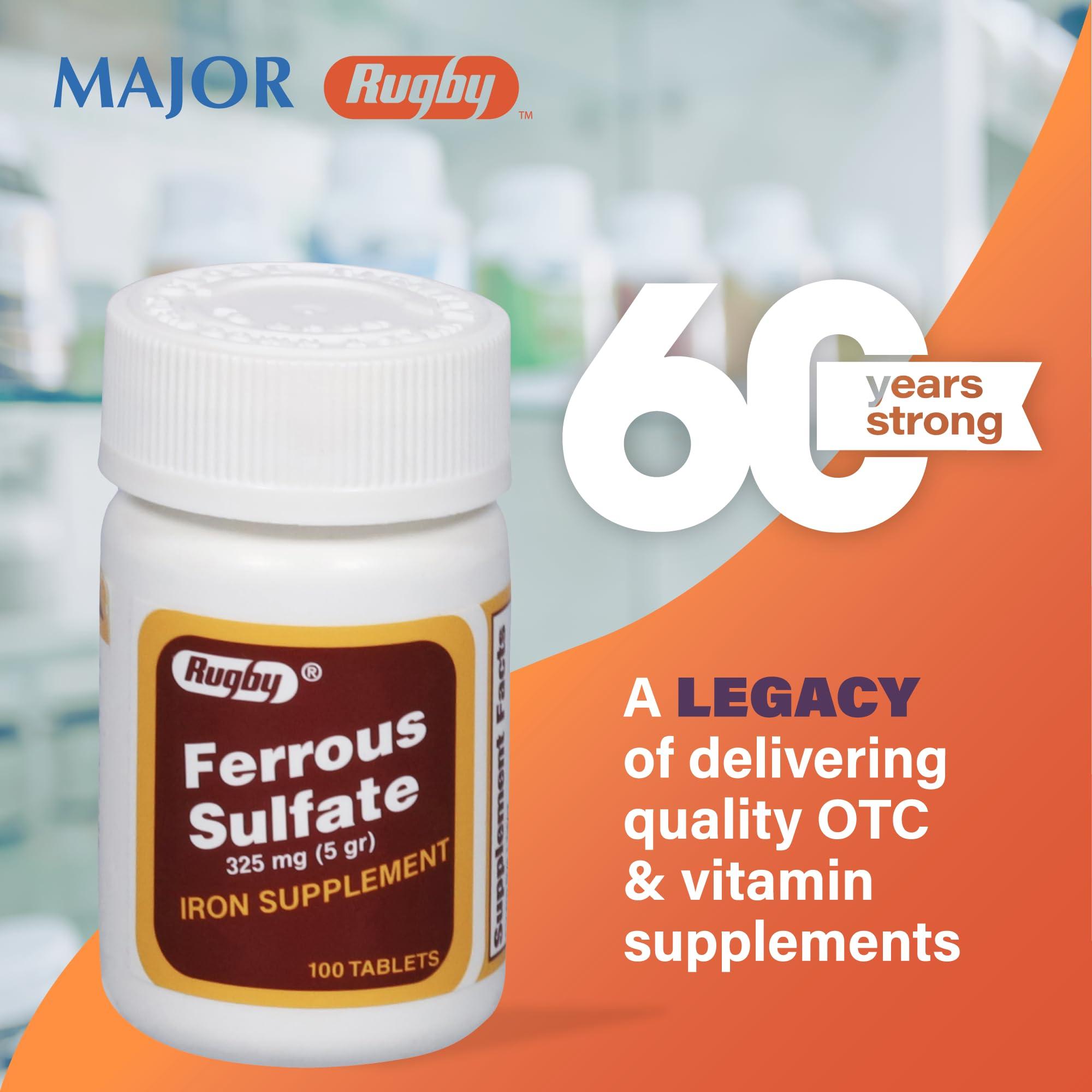 MAJOR RUGBY LAB (CS) Rugby Ferrous Sulfate 325 MG 100 Count (3 Pack)