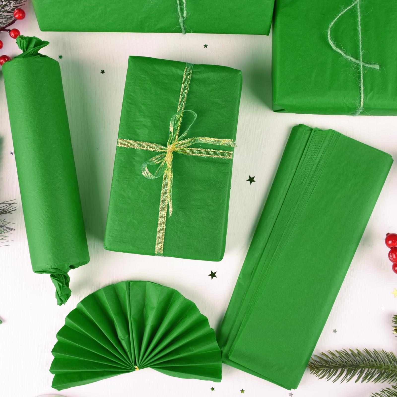 BOUBONI BOUBONI 100 Sheets Christmas Tissue Paper Bulk 20 x 14.5 inches Gift Wrapping Paper Craft Tissue Paper for Flower Artworks Crafts Holiday Party Decoration (Green)