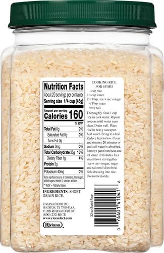 RiceSelect RiceSelect Sushi Rice for Sushi and Japanese Food, Premium Gluten-Free Short-Grain Rice, Non-GMO, 32-Ounce Jar