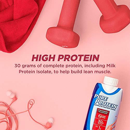 Pure Protein Pure Protein Shake, Strawberry, 30g Protein, 11 FL Oz, 4 Ct (Pack of 1)