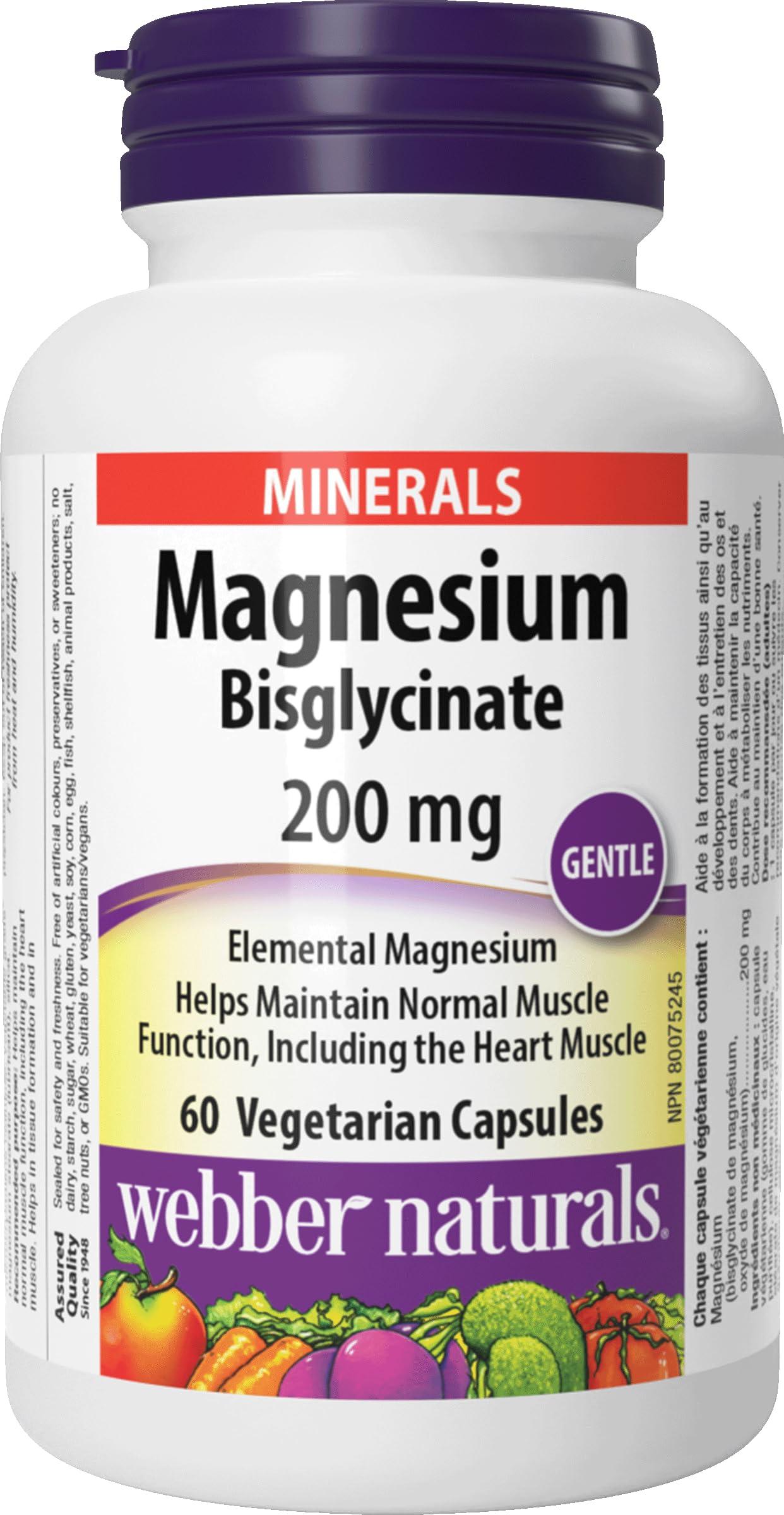 Webber Naturals Webber Naturals Magnesium Bisglycinate 200mg, 60 Vegetarian Capsules