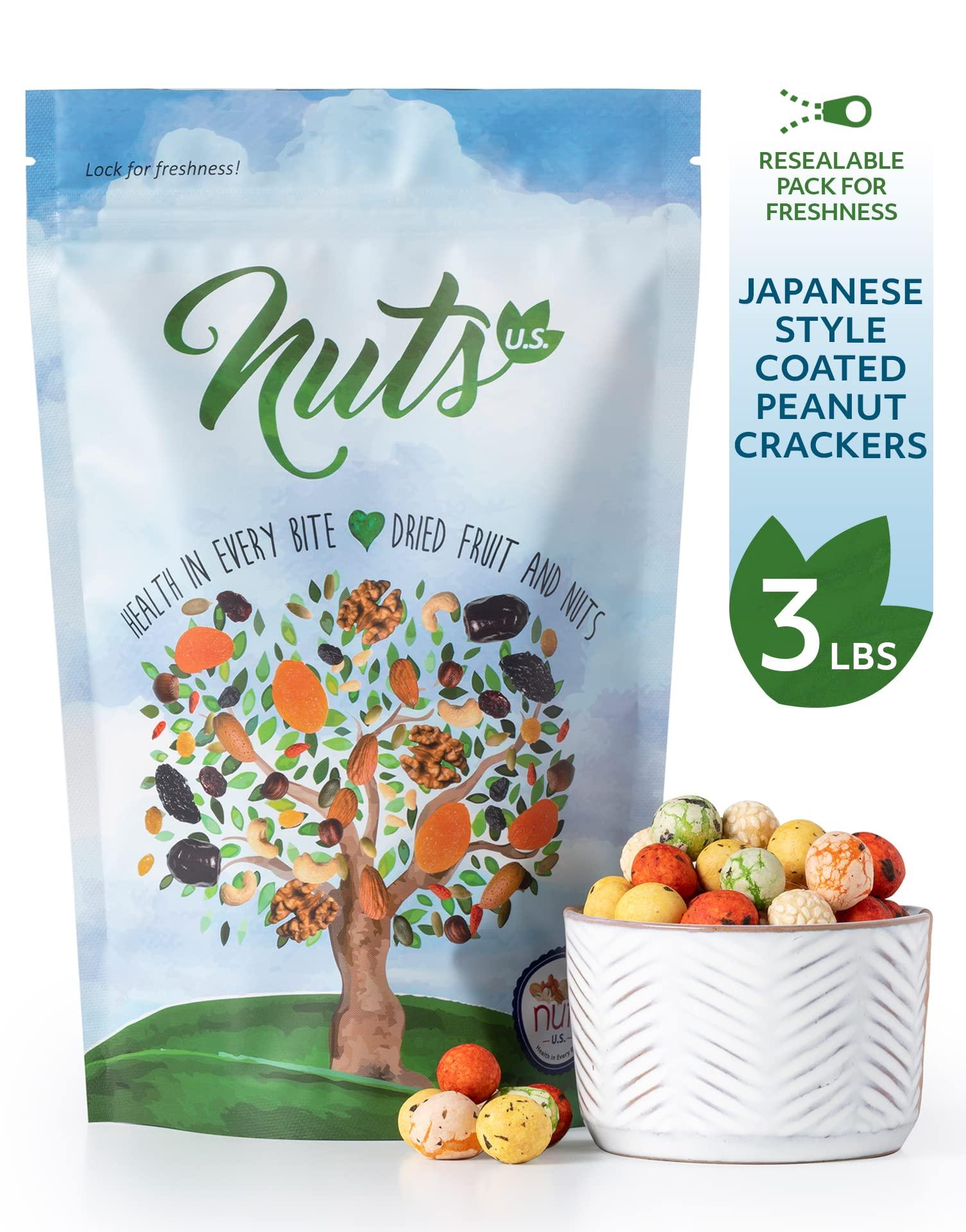 NUTS - U.S. - HEALTH IN EVERY BITE ! NUTS U.S. - Japanese Coated Peanut Crackers | Japan Mix | No Trans Fat and Non-GMO | Natural Snacks | Packed in a Resealable Bag!!! (Japan Mix, 3 LBS)