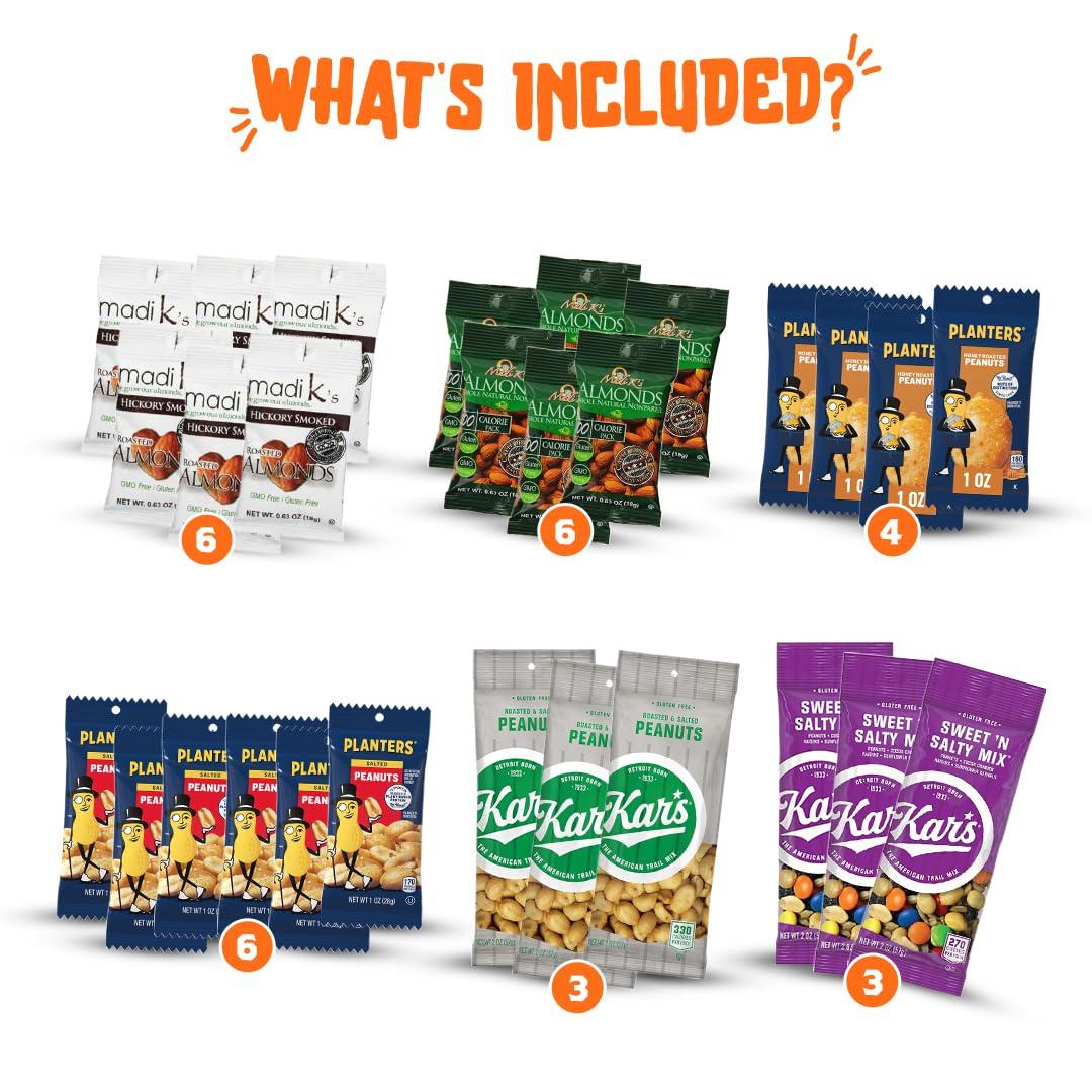 Yummey Healthy Individual Nuts Snack Packs - 30 Count of Mixed Nuts and Trail Mix - Assorted Nuts Variety Pack - Our Healthy Snacks Variety Pack For Adults and Kids Includes Peanuts, Cashews, Pistachios, & More