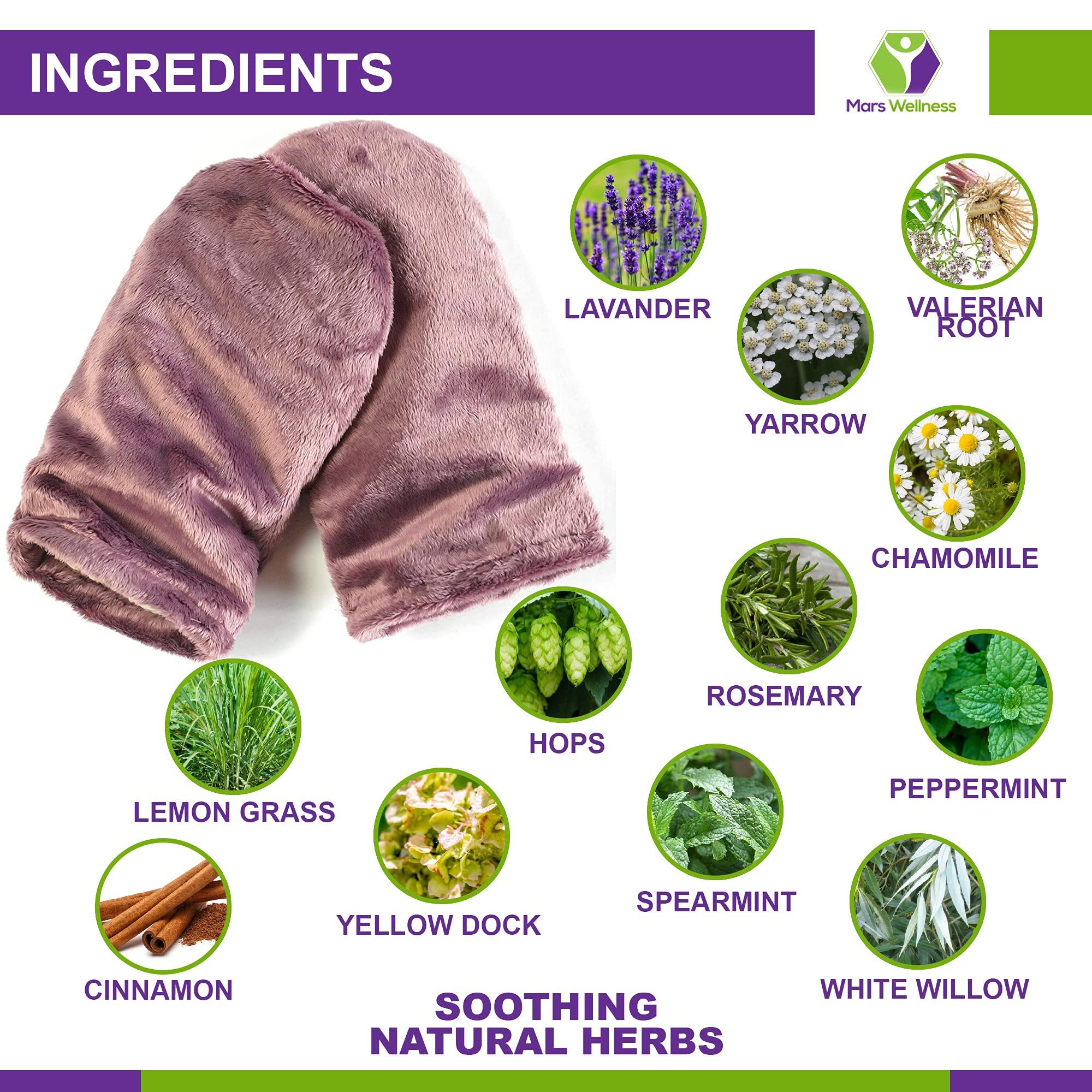 MARS WELLNESS Mars Wellness Heated Microwavable Mitts - Herbal Hot/Cold Deep Penetrating Herbal Aromatherapy Therapy Mittens with Flaxseed and Herbs - Trigger Finger, Inflammation, Carpal Tunnel - Muave