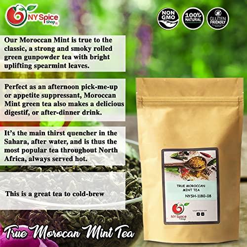 NY Spice Shop NY Spice Shop Moroccan Mint Tea - Herbal Tea Loose Leaf - Premium Mint Green Tea - Brews 100 Cups - Naturally Flavored Morracan Tea Blend Pure Bulk Morracan Chai 8 Ounce