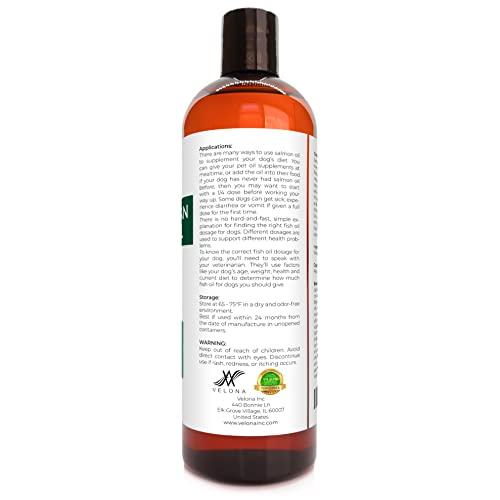 velona Velona Wild Alaskan Salmon Oil - 16 oz | 100% Pure Refined Oil | for Dogs & Cats - Supports Joint Function | Omega 3 Liquid Food Supplement for Pets - Natural EPA + DHA Fatty Acids for Skin & Coat